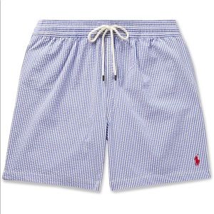 RALPH LAUREN SEERSUCKER SWIM TRUNKS 5.5 INSEAM